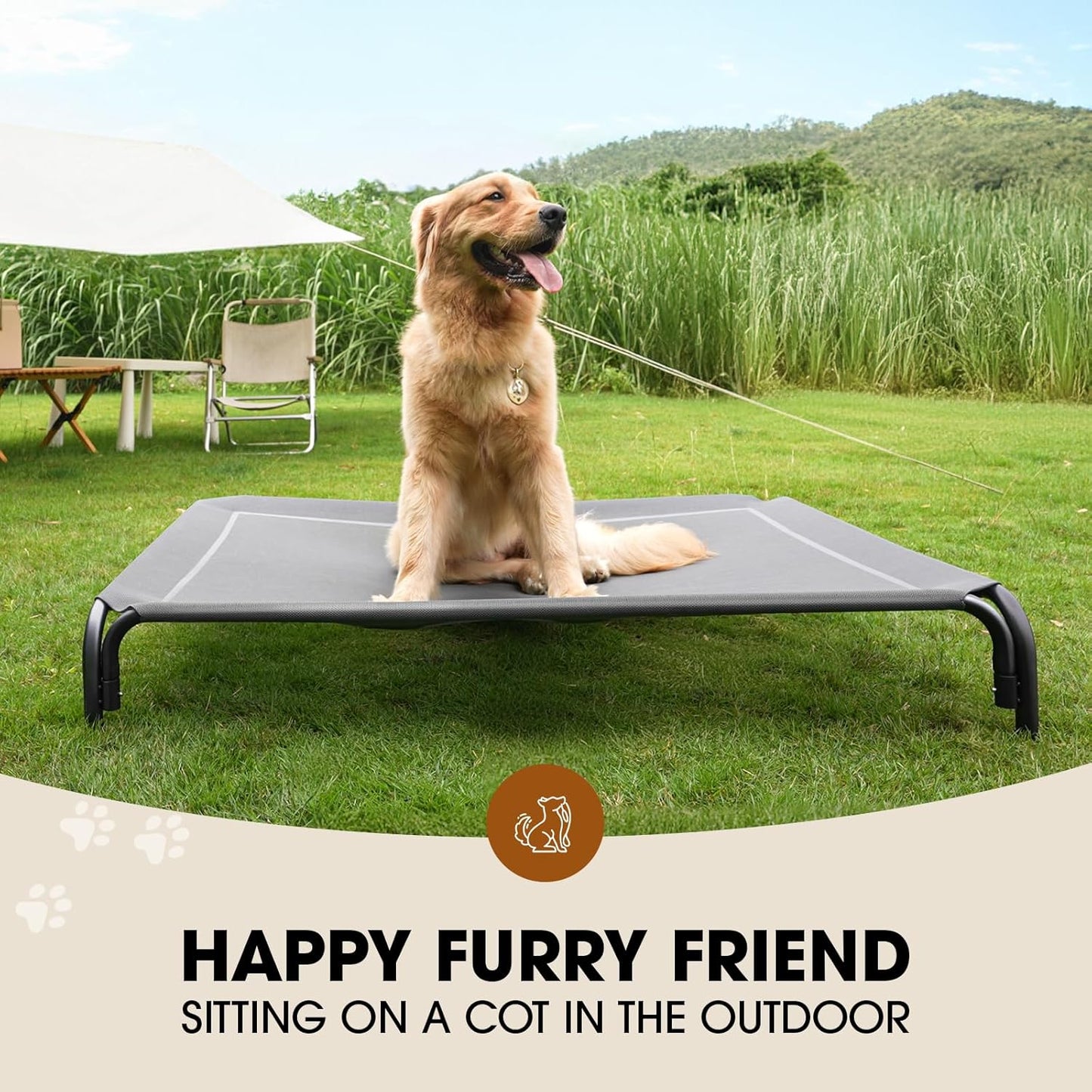 Portable Elevated Dog Bed, Raised Outdoor Dog Bed