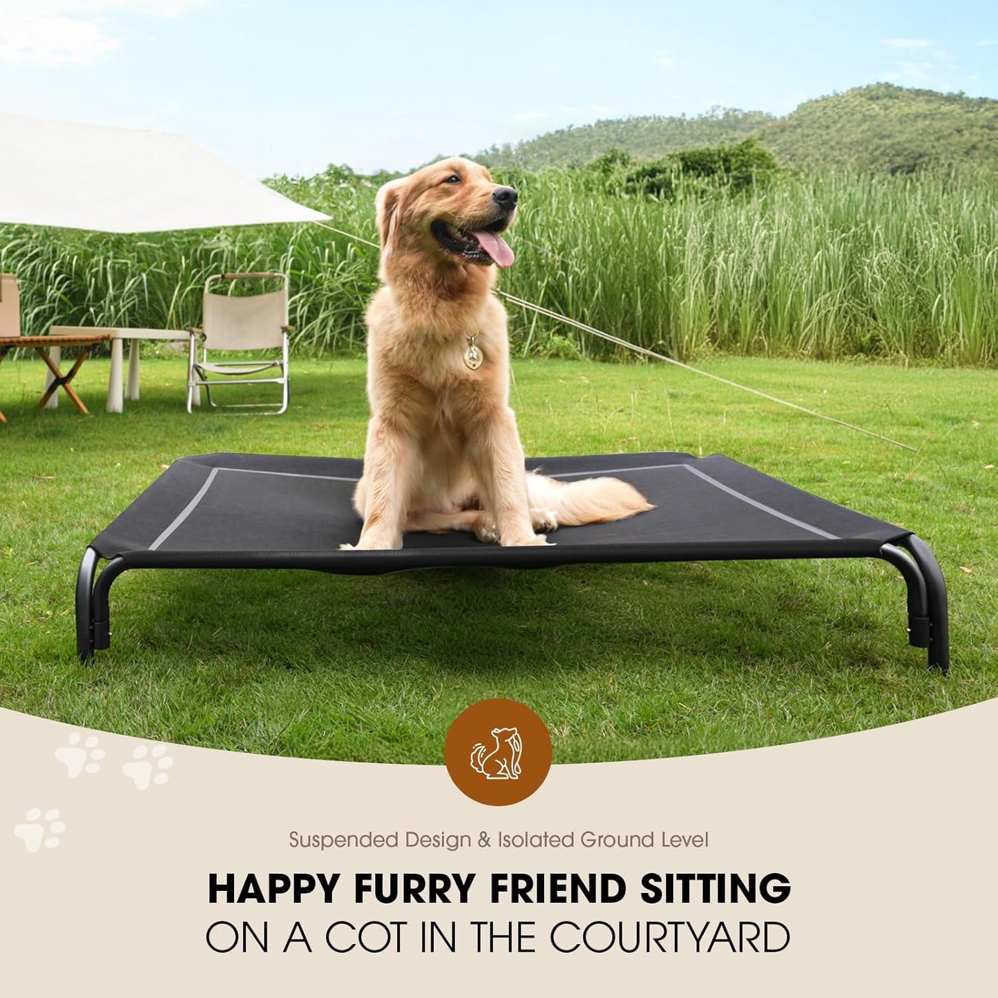 Portable Elevated Dog Bed, Raised Outdoor Dog Bed