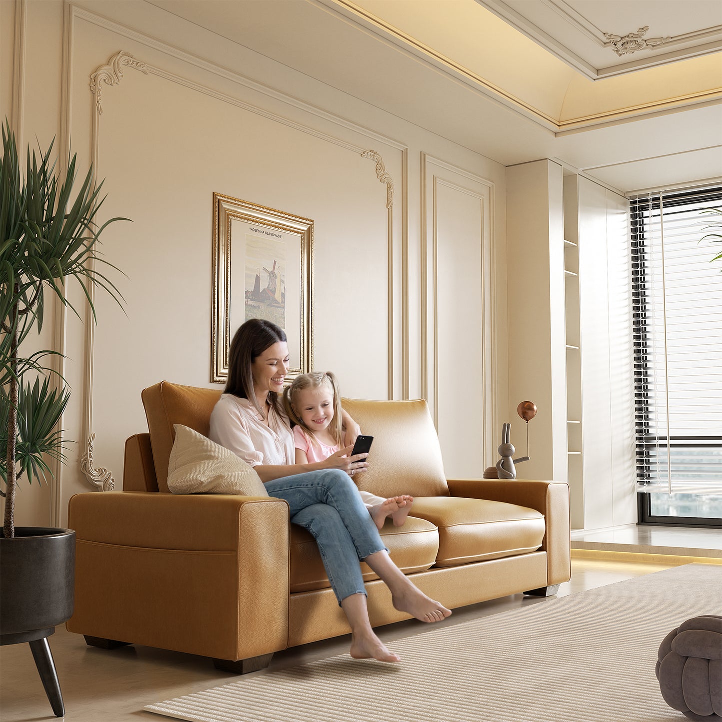 Living Room Sofa Mid-Century Modern Couch