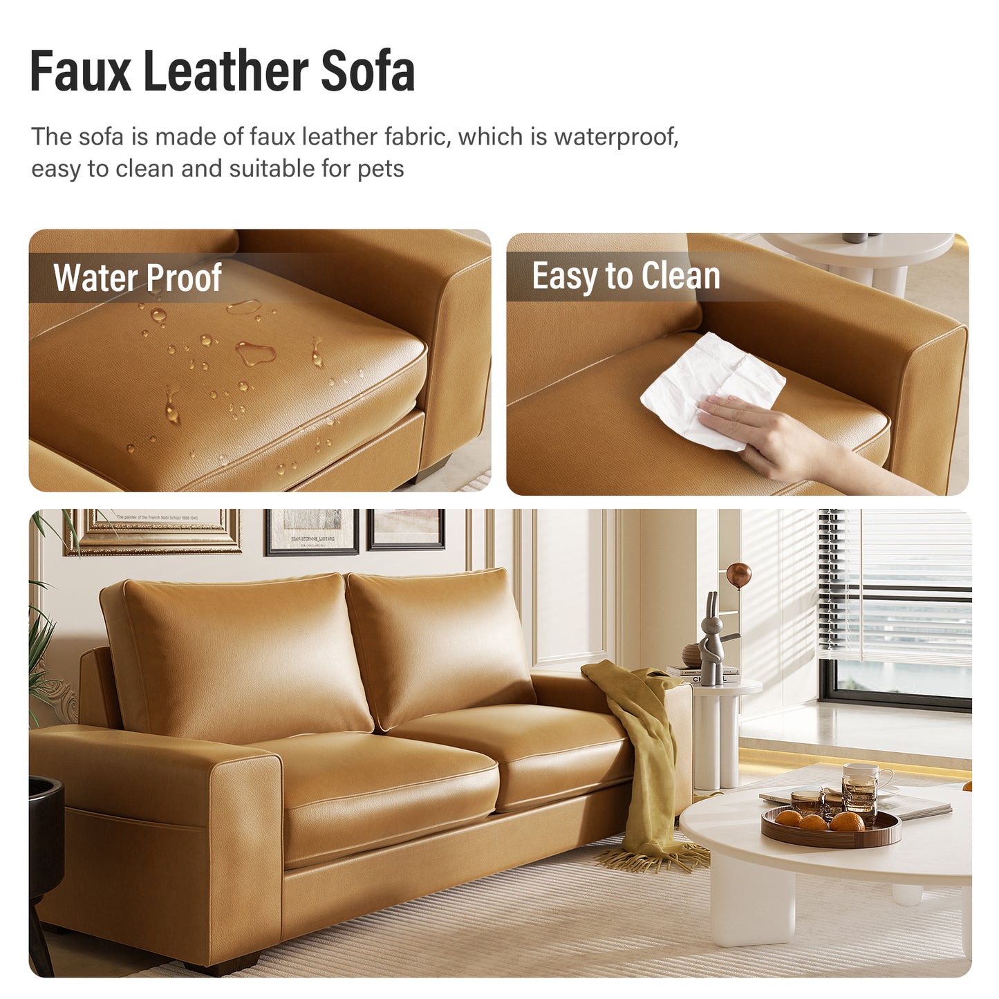 Living Room Sofa Mid-Century Modern Couch